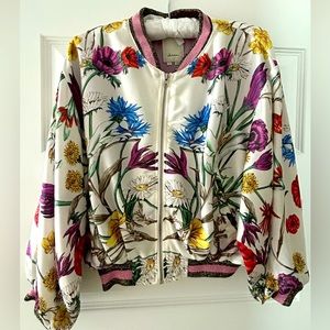 Anthropologie Elevenses Rubie Floral Bomber Jacket Size M